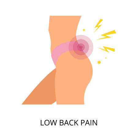 Body of woman suffering from acute low back pain vector illustration. Menstrual cramps, injury, inflammation concept. For topics like symptom, backache, rheumatismのイラスト素材