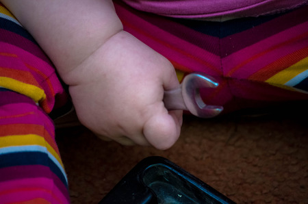 little girl with toolの写真素材