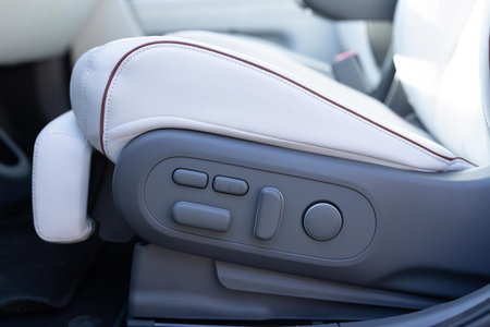Drivers seat adjustment buttons. Buttons for adjusting seat position. Car interior.の写真素材