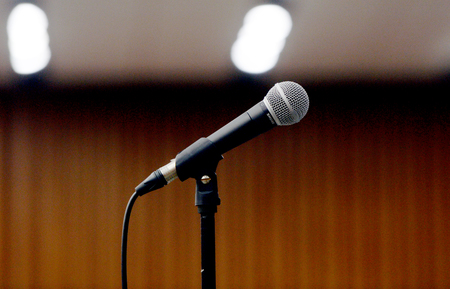 one microphones in the hollの写真素材