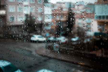 rain street car glassの写真素材