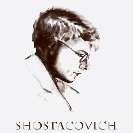 portrait of the composer and musician Dmitri Shostakovichのイラスト素材