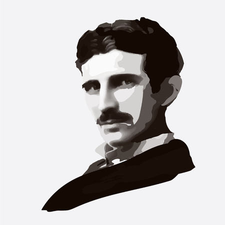 Nikola Tesla - portrait , Tesla print, Tesla portraitのイラスト素材