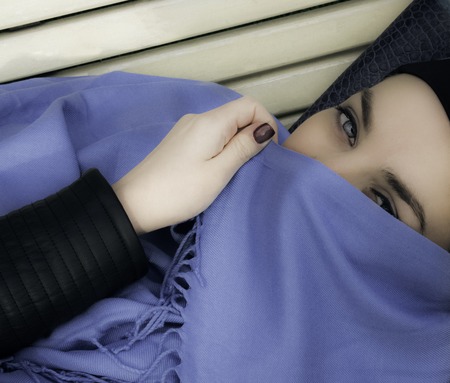 muslim girl. Young arabian woman in hijab.の写真素材
