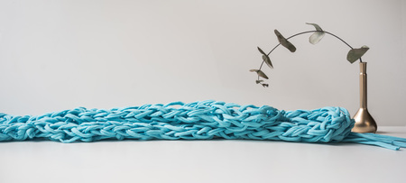 Header, banner for site design. Needlework, handmade. knitting and crocheting, yarn. Horizontal format, space for textの写真素材