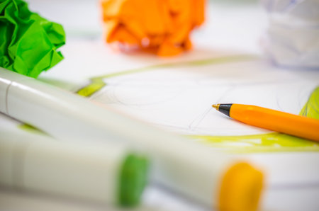 A designer drawing sketchesの写真素材