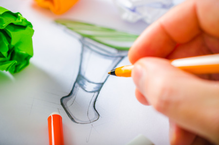 A designer drawing sketchesの写真素材