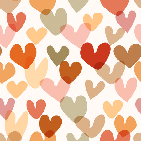 Hand drawn hearts boho seamless pattern vector illustration. Simple love symbols isolated on white background. Childish decorative elements Flat doodle styleのイラスト素材