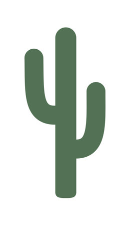 Simple cactus vector illustration isolated on white background. Abstract desert symbol. Flat style icon in green colorのイラスト素材