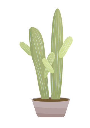 Cacti in pot Light green houseplants in neutral color palette Flat cartoon style vector illustration isolated on white backgroundのイラスト素材