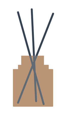 Aroma diffuser with sticks vector illustration isolated on white background. Neutral scandinavian palette. Flat style. Hygge home decor. Simple element for aroma therapyのイラスト素材
