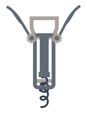 Corkscrew vector illustration isolated on white background. Grey steel cork screw element Simple flat cartoon style Wine equipmentのイラスト素材