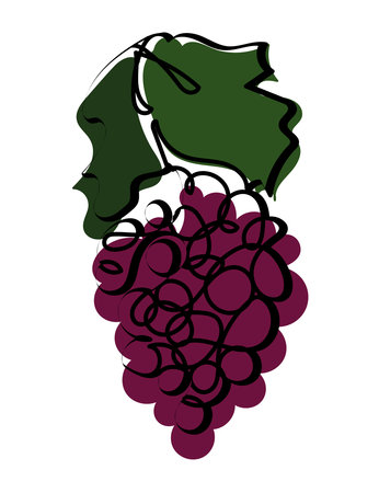 Grape bunch abstract creative black and purple design element isolated on white background Vector illustration in flat styleのイラスト素材