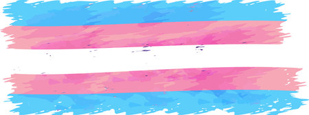Transgender pride flag vector illustration. Brush stroke shape with watercolor texture. Flat style element isolated on transparent backgroundのイラスト素材