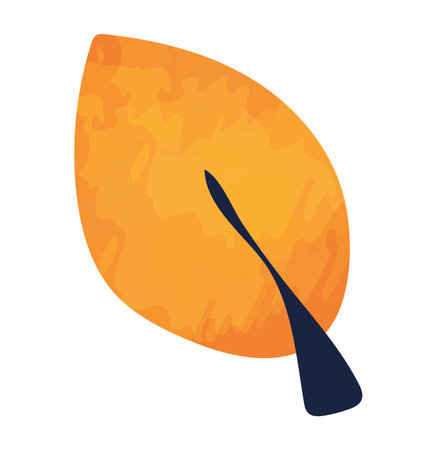 Autumn leaf with watercolor texture vector illustration isolated on transparent background. Abstract simple foliage element. Orange color. Flat style clip artのイラスト素材