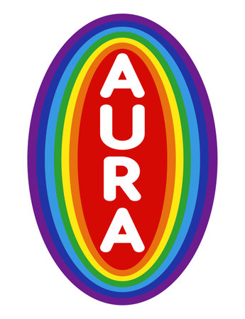 Aura layers in rainbow colors Flat style vector illustration isolated on white background. Simple clip art elementのイラスト素材