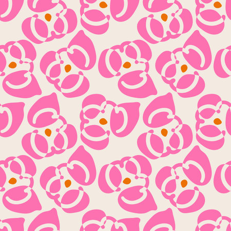 Seamless pattern with doodle flowers. Floral squiggle. Modern childish print. Fun abstract scribble background. Vector illustration for textile, fabric, packagingのイラスト素材