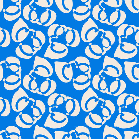 Seamless pattern with doodle clouds. Simple squiggle shapes. Modern childish print. Fun abstract scribble background. Vector illustration for textile, fabric, packagingのイラスト素材