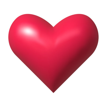 Red heart 3d realistic icon. Shining symbol of love, romantic sign, charity and donation concept. Vector illustration isolated on white backgroundのイラスト素材