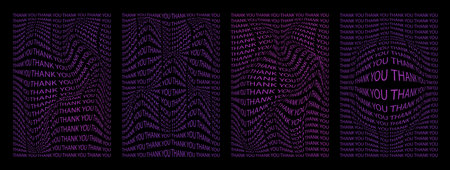 Thank you distorted grid posters set. y2k aesthetic, 90s, 00s retro style gradient posters isolated on black background. Vertical geometric banners. Vector illustrationのイラスト素材