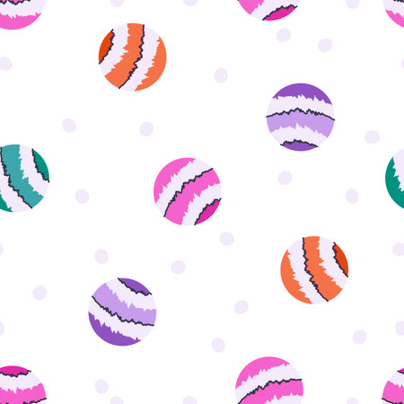 Halloween candies seamless pattern. Caramel, sweet treats, striped candies and dots. Flat cartoon vector illustration isolated on white backgroundのイラスト素材