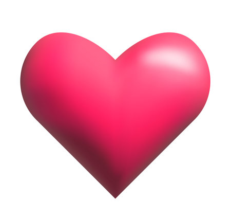 Pink heart 3d realistic icon with soft glare. Symbol of love, romantic sign, charity and donation concept. Vector illustration isolated on white backgroundのイラスト素材