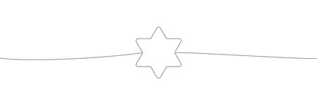 Star of David one continuous line banner template. Hebrew Magen, Shield of David. Jewish traditional symbol with editable stroke. Minimal Hanukkah background. Vector illustration isolated on whiteのイラスト素材