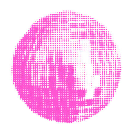 Pink disco ball ornament halftone collage element. Shiny bauble, cutout magazine shape, modern retro, grunge sticker. Trendy vector illustration isolated on transparent backgroundのイラスト素材
