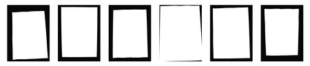 Vertical doodle frames set colorful vector illustration isolated on transparent background. Modern irregular hand drawn rectangular blank borders, childish elements for card, invitation, photoのイラスト素材