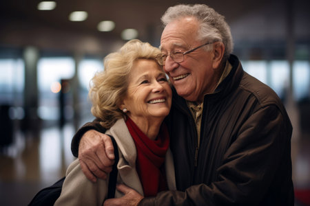Elderly Couple Sharing a Joyful Embraceの素材