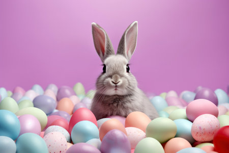 Easter Bunny Amidst Colorful Eggsの素材