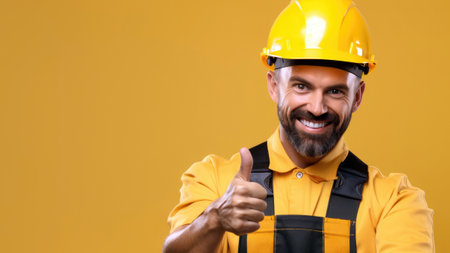 Happy Construction Worker Giving Thumbs Upの素材