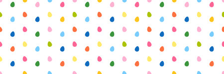 Easter eggs polka dot seamless pattern. Simple cut out colorful eggs for print, web banner, nursery. Childish vector illustration isolated on white backgroundのイラスト素材