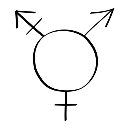 Transgender sign doodle icon vector illustration isolated on transparent background. Hand drawn simple line symbol for sticker, printing, clip artのイラスト素材
