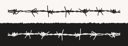 Trendy grunge element with retro photocopy stipple effect. Black and white barbed wire Y2K goth core 2000s style. Modern illustration vector dots texture. For poster design, t-shirt, sweatshirt printのイラスト素材