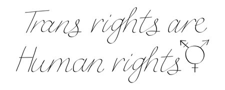 Trans rights are human rights hand written text with doodle sign vector illustration isolated on transparent backgroundのイラスト素材