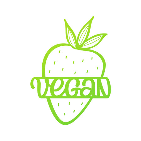 Vegan hand drawn   strawberry shape icon. Isolated on white.のイラスト素材