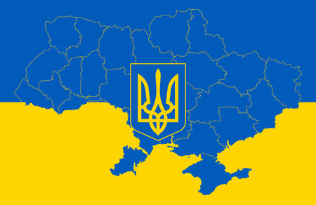 Map and flag of Ukraineのイラスト素材