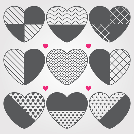Heart Icons Set, hand drawn icons and illustrations for valentines and weddingのイラスト素材
