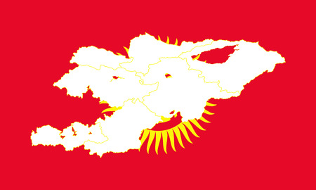 Map and flag of Kyrgyzstan. Vector illustration. World mapのイラスト素材