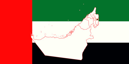 Map and flag of United Arab Emirates. Vector illustration. World mapのイラスト素材