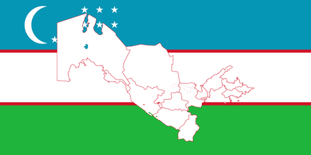 Map and flag of Uzbekistan. Vector illustration. World mapのイラスト素材