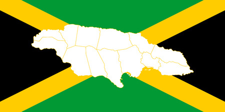 Map and flag of Jamaica. Vector illustration. World mapのイラスト素材