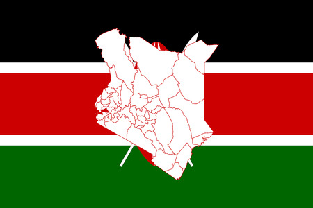 Map and flag of Kenya. Vector illustration. World mapのイラスト素材