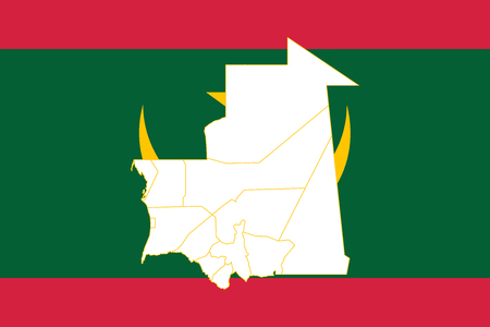 Map and flag of Mauritania. Vector illustration. World mapのイラスト素材