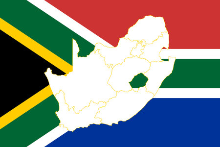 Map and flag of South Africa. Vector illustration. World mapのイラスト素材