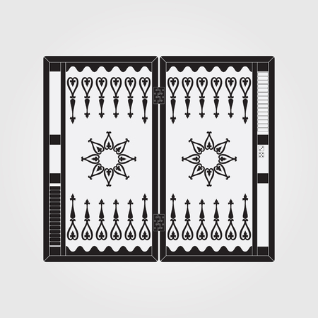 Backgammon on the wooden box. Vector illustration.のイラスト素材
