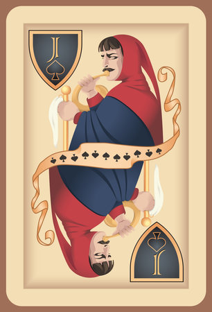 Classic playing card queen spades.のイラスト素材