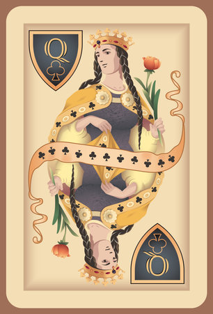 Classic playing card queen spades.のイラスト素材