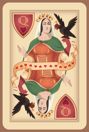 Classic playing card queen spades.のイラスト素材